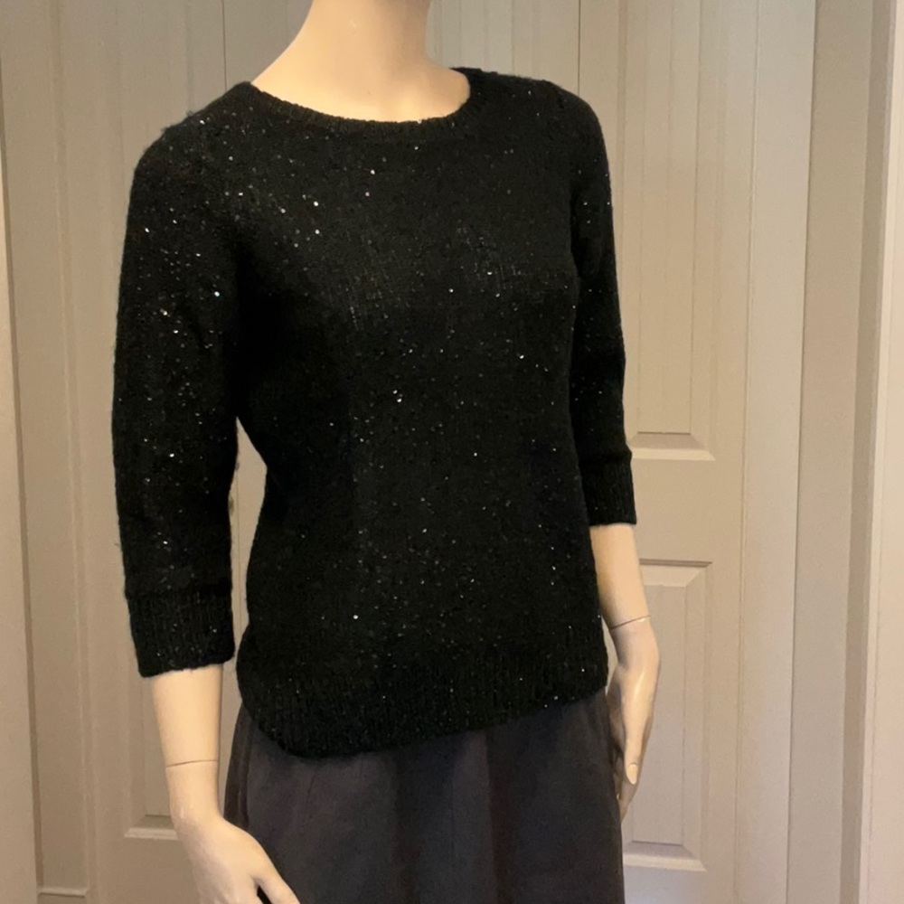 ANNE KLEIN Women’s Sequin Black Sweater Size S